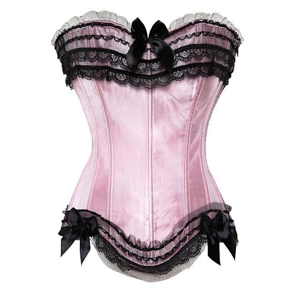 Sexy satiininen pitsillä koristeltu korsetti, ylävartalon muotoilija, burlesque-korsetti, yläosa, vartalonmuotoilija, alusvaatteet, showtyttö, juhla-asu, pluskoko - WELLNGS MULTI S
