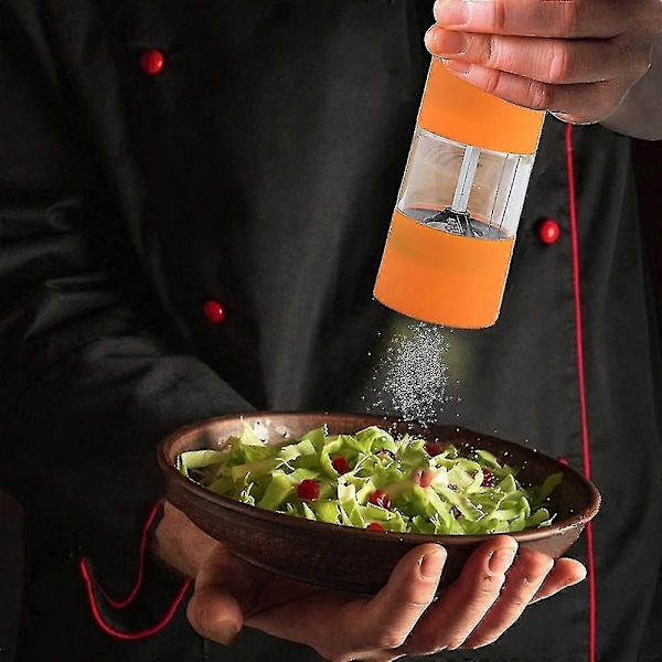 Elektrisk Havsalt- og Peberkværn og Krydderi Sæt, Batteridrevet, Belysning og Justerbar, 2-pak - WELLNGS 2pcs orange