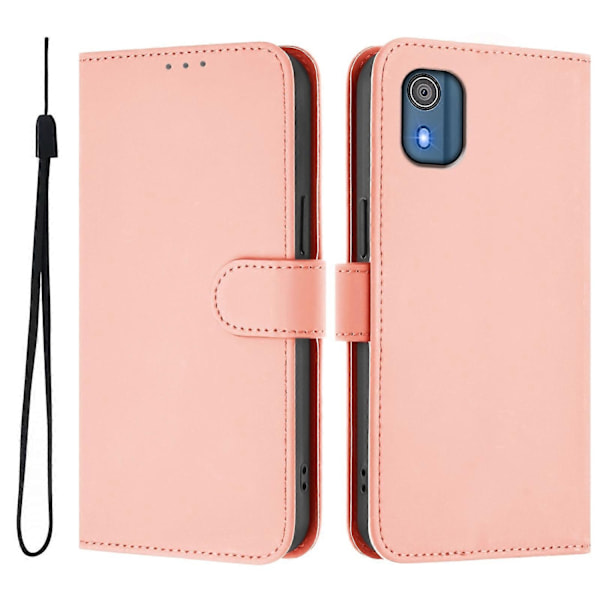 PU-fodral i enfärgad design kompatibelt med Nokia C02-WELLNGS Pink