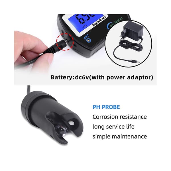 Noggrann PH-mätare Kompatibel med Akvarium Multi-Parameter Vattenkvalitetsmonitor Online PH-mätare Acidometer E-WELLNGS