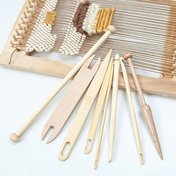 9 st vävverktyg trä handvävstol stick set virknål stick gobeläng vävtillbehör DIY-WELLNGS