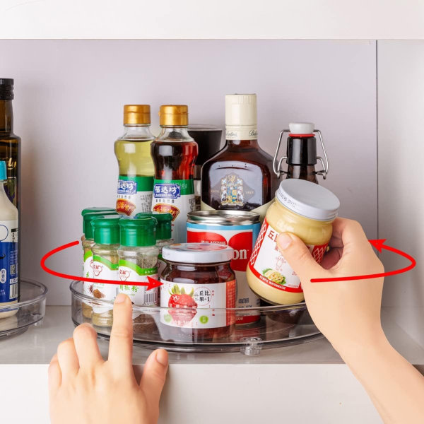 Pantry Cabinet Lazy Susan Rustfrit Stål Sort Spice Rack-WELLNGS