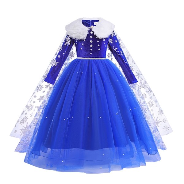 Elsa ja Anna Prinsessamekko Tytölle Halloween Karnevaaliasu Puolue Lasten Roolipeli Lumikuningatar Lasten Asu Asu Elsa 14-WELLNGS Elsa 14 5-6T (Size 130)