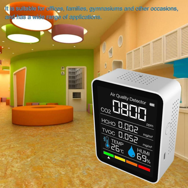 Koldioxidmonitor Realtidsövervakning Temperaturtestning Luftfuktighetsmätare Exakt Tvoc Hcho Analyzer Smart Co2 Bluetooth kompatibel Digital Met