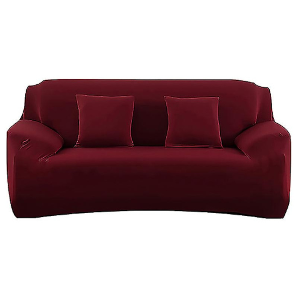 Sofa Betræk Solid Farve Sofa Betræk til Stue Elastisk Hjørne Sofa Betræk Betræk Stolebeskytter 1/2/3/4 Sæder - WELLNGS Wine red 1-seat 90-140cm