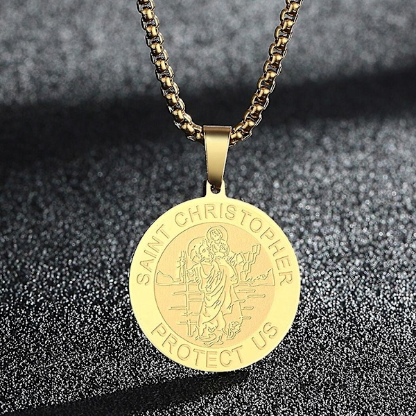 Pyhän Yrjänän riipuskaulakoru miehille ja naisille, soturi Pyhä Yrjänä ja lohikäärme Totem-riipus, kaulakoru, amuletti, koru - WELLNGS Saint Christopher-G