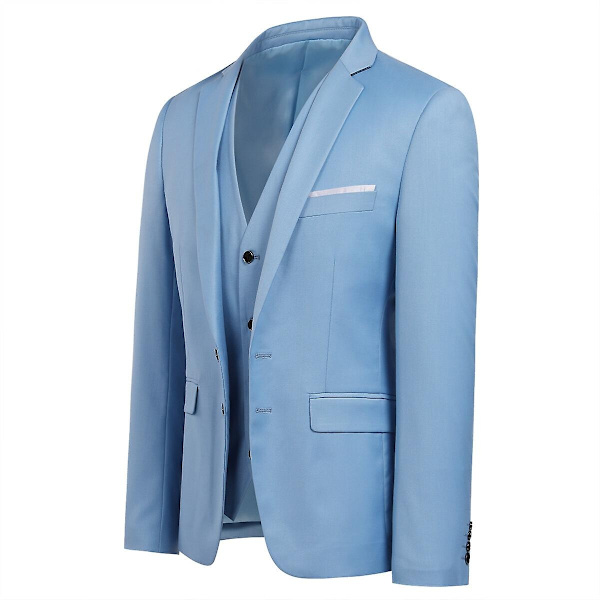Allthemen Herr Business Blazer Solid Slim Fit Jacka-WELLNGS Sky Blue S