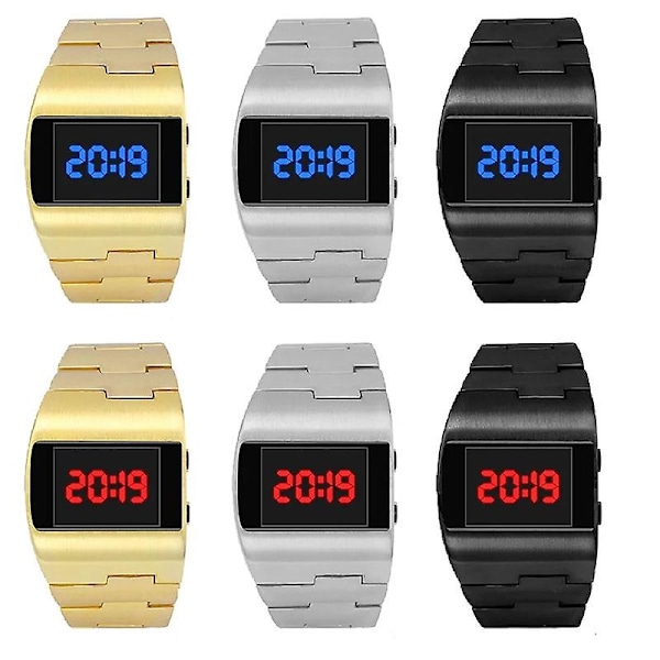 2024 Fashion Led Digital Ur Mænd Nilitary Sports Ure Sort Rustfrit Stål Stor Håndled Multifunktion Elektroniske Armbåndsure Mænd-WELLNGS black blue