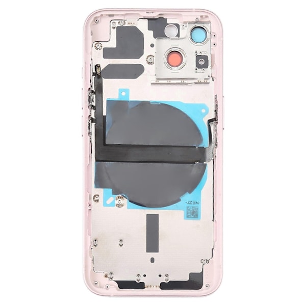 för iPhone 13 Batterilucka med Sidoknappar & SIM-kortshållare & Ström + Volym Flexkabel & Trådlös Laddningsmodul-WELLNGS Pink