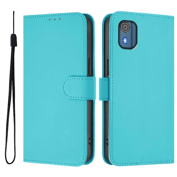 PU-fodral i enfärgad design kompatibelt med Nokia C02-WELLNGS Lake Blue