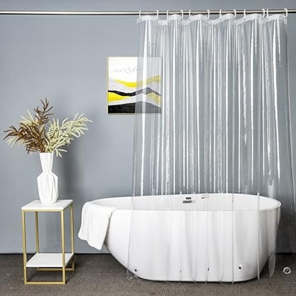 Ekstra lang transparent bruseforhæng 180x200cm, Transparent-WELLNGS