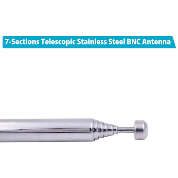 (2-pack) BNC-radioantenn med BNC-hane-kontakt-adapter Teleskopisk rostfritt stål HF VHF U-WELLNGS