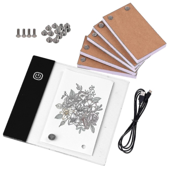 Blädderboksats med Mini Light Pad Led Lightbox Tablettdesign med hål 300 ark blädderblock Paper-yvan-WELLNGS