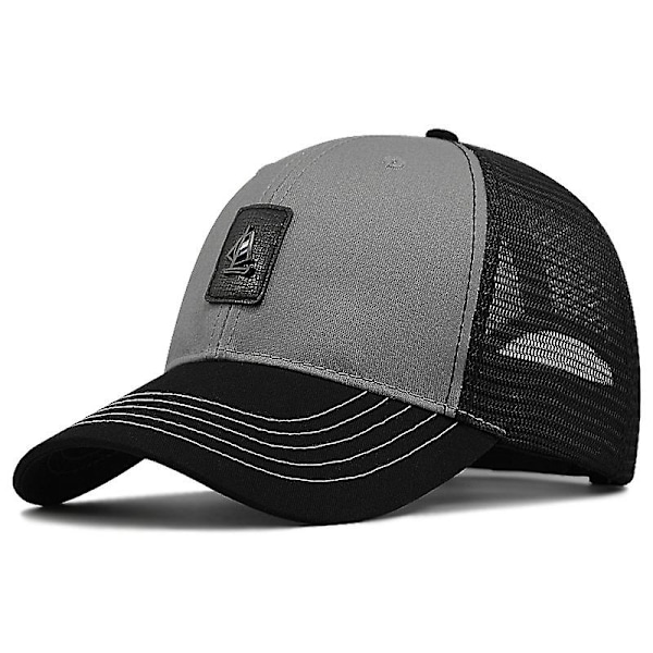 Iso Pää Mies Plus Koko Baseball Lippi Miehet Kesä Puuvilla Mesh Trucker Hat-WELLNGS Gray L 55  60cm