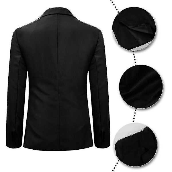 Herrkostym Kavaj Slim Fit Business Casual Blazer-WELLNGS Black S