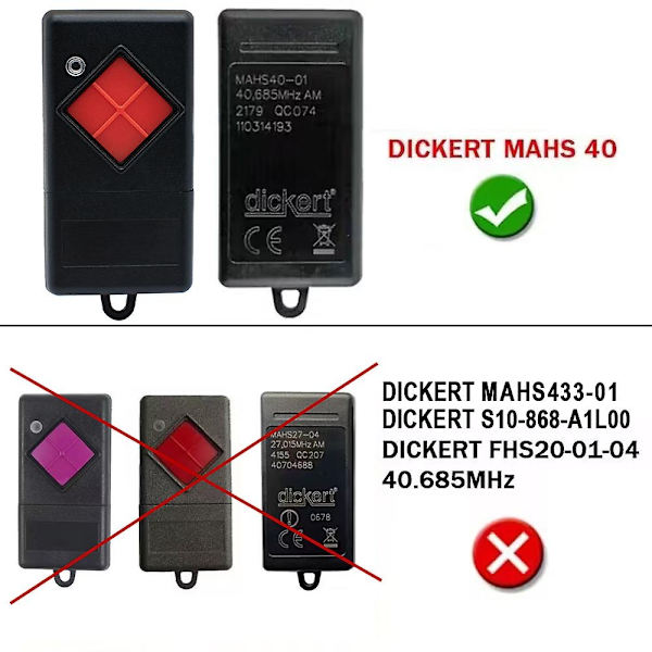 DICKERT 40.685mhz Fjärrkontroll för MAHS40 MAHS40-01 MAHS40-04 Röd Nyckel Handhållen Sändare - WELLNGS as the picture9698