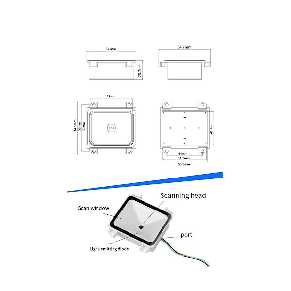 Indlejret 2d stregkodescanner Usb Qr stregkodelæser Rs232 Ttl interface Kiosk lille fast installation-WELLNGS 0 0