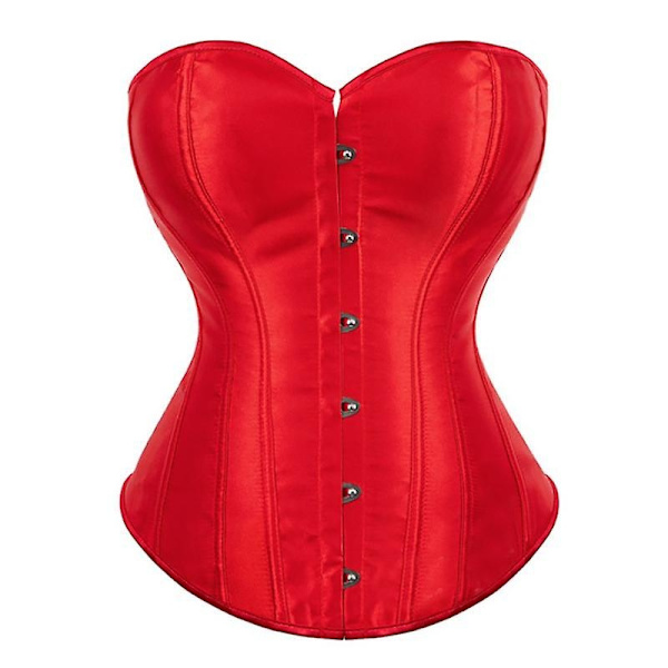 Mimigo Naisten Bustier-Korsetti Yläosa Seksikäs Alusvaatesetti Musta Satiini Vyötärön Kiristäjä -WELLNGS RED 4XL