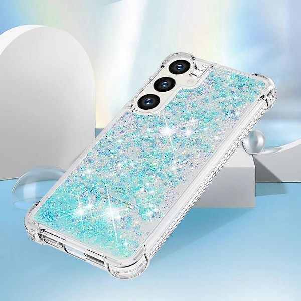 YB Quicksand Series-1 Yhteensopiva Samsung Galaxy S24+ -kotelon kanssa, nestemäiset kelluvat paljetit TPU-suojus - WELLNGS Blue Pentagram