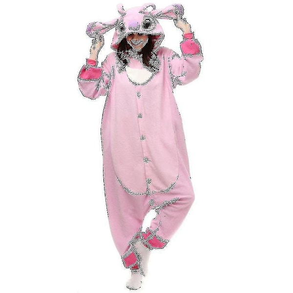 Stitch Pyjamas Animasjon Tegneserie Pyjamas Dress Jumpsuit_1-WELLNGS Pink L