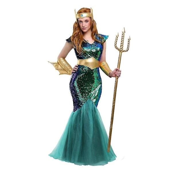 Karnevaali 2024neptune Merenneito Puku Miehet Seksi Poseidon Puku Halloween Purim Karnevaali Mardi Gras Asu - WELLNGS Sea Siren Costume XL