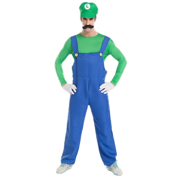 Halloween Karneval Voksen Menn Morsom Super Spill Cosplay Kostyme Luigi Bros Rørlegger Jul Fancy Dress XL-WELLNGS XL green