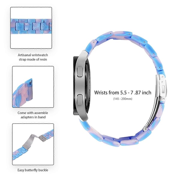 Garmin Vivoactive 4 -kellon korvaava ranneke 22mm vedenpitävä hartsiranneke - Sininen/Pinkki-WELLNGS Blue/Pink