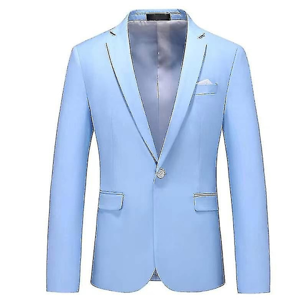 Fashion Herr Blazer Business Casual Slim Fit Kostymjacka-WELLNGS sky blue 6XL