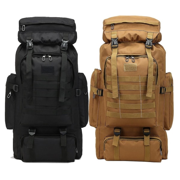 80l militær taktisk rygsæk Vandtæt fiskeskuldertaske Multifunktionstaske til voksne Udendørs sport Klatring Camping-WELLNGS black