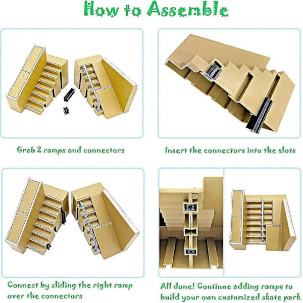 STASHABLES Finger Skateboard Ramp Set Finger Skateboard Park Kit 16 deler Skateboard Park Kit Inkluderer Skateboard, Rampe, Scooter, Skøyter - WELLNGS