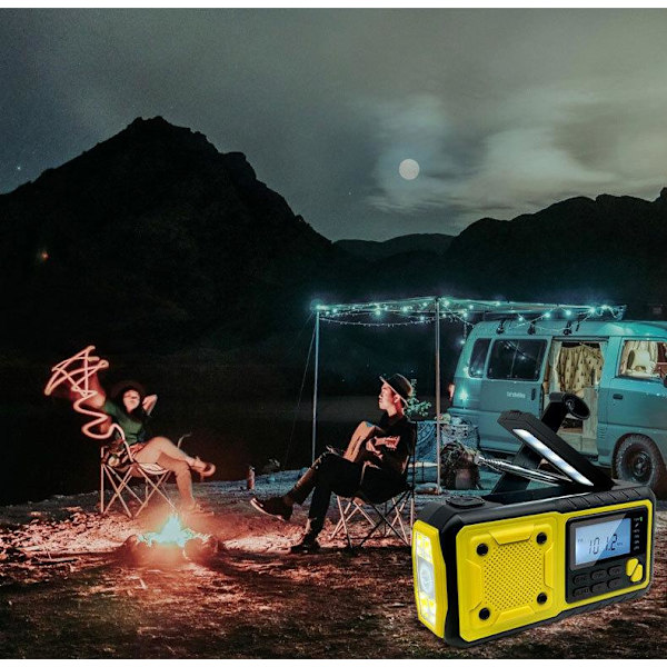 Crank radio 4000mAh Powerbank med LCD-skærm, solceller, lommelygte-WELLNGS