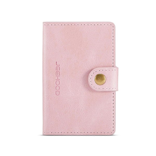 Yhteensopiva iPhone 12 / 12 Pro JEEHOOD Retro Magneettinen Irrotettava Suojakotelo Lompakolla & Korttipaikalla & Jalustalla - WELLNGS Pink