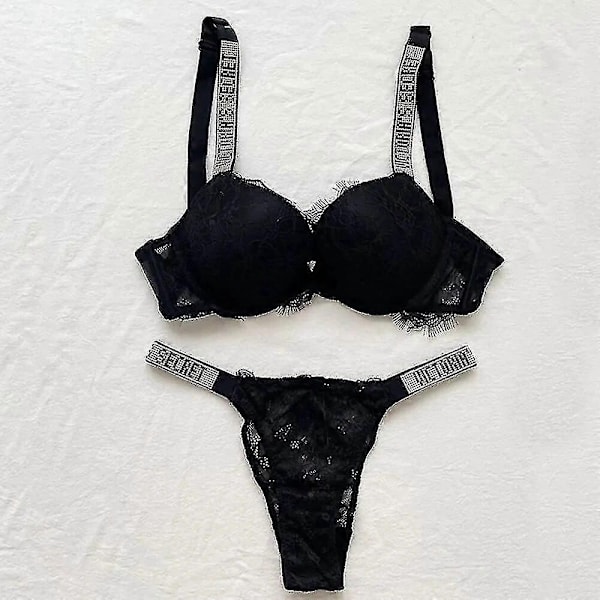 Seksikäs alusvaatesetti mukava naisten push-up rintaliivit Victoria's Secret alusvaatesetti naisten 2-osainen alusvaatesetti - WELLNGS Glossy follows5 85C