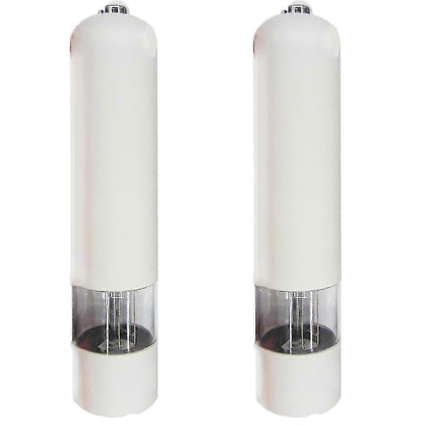 Sähköinen merisuola- ja pippurimyllysetti, paristokäyttöinen, valaistu ja säädettävissä, 2-pakkaus - WELLNGS 2pcs white