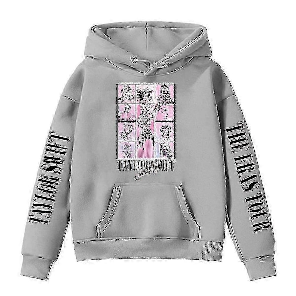 Taylor Swift Tryck Barn Flickor Hooded Sweatshirt Casual Långärmad Huvtröjor Lös Pullover Toppar-WELLNGS Gray 8-9 Years