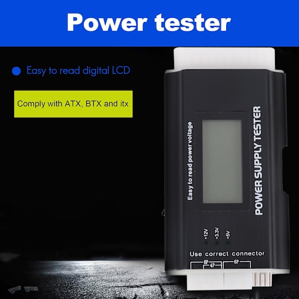 ATX, BTX, ITX -virtalähteen testaaja LCD-näytöllä - WELLNGS