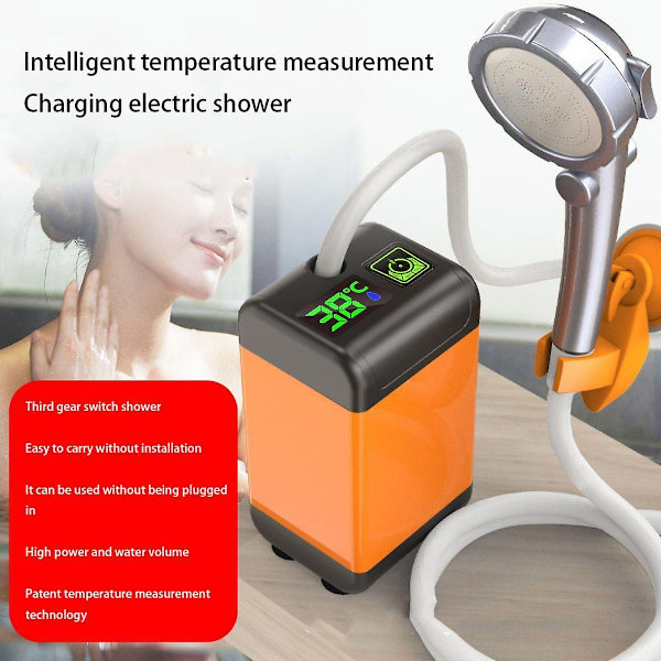 Utomhus 7800mah Elektrisk Duschpump Ipx7 Vattentät med Digital Display för Resor Strand Husdjur Vattning-WELLNGS