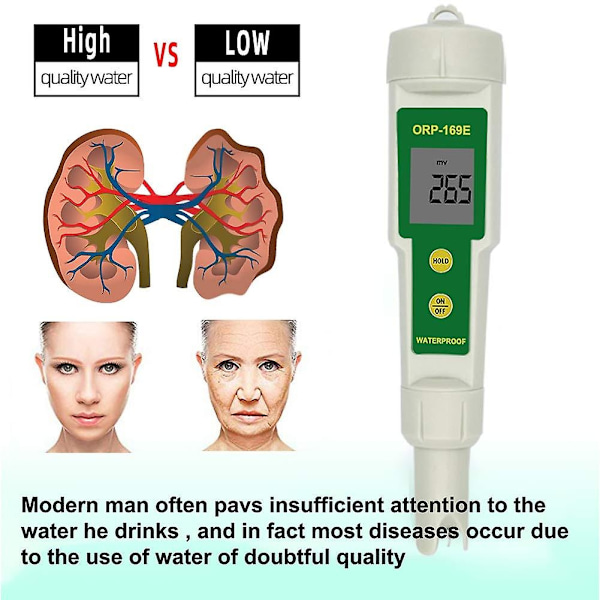 Digital Tester 169E ORP/Redox Tester ORP Tester Potentiale Positiv og Negativ ORP Meter Høj Præcision Tester Meter-WELLNGS