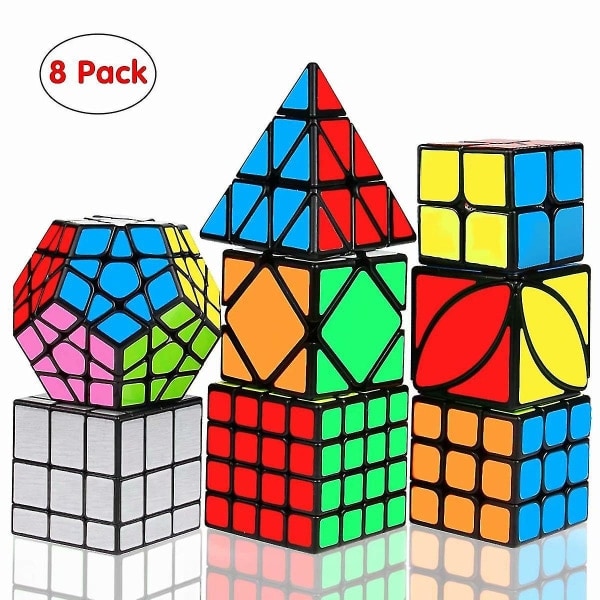 Speed ​​​​Cube Set, Magic Cube Bundle 2x2 3x3 4x4 Pyramid - Leksakspusselkub för barn och vuxna Set med 8-WELLNGS