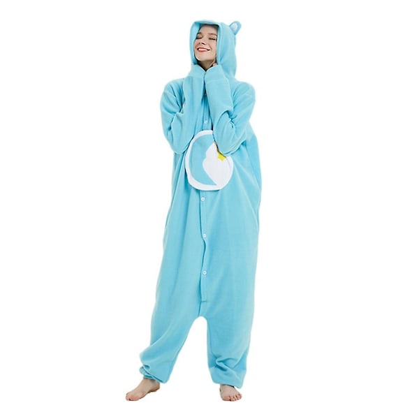 Tegneseriebjørn Onesie Pyjamas for voksne - Cosplay-kostyme for Halloween - Myke fleece-hjemmeklær-WELLNGS Blue L