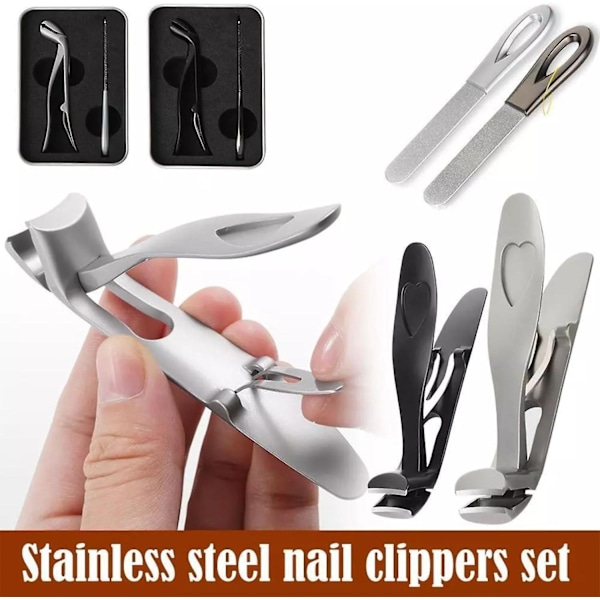 Nagelklippare, Nagelklippare för Seniorer, Ergonomiska Nagelklippare Stora för Seniorer, Nagelklippare Nagelfilsset-WELLNGS Silver