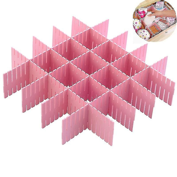 8-delt skuffedeler, justerbare skuffedelere, skuffeorganisator - WELLNGS Pink