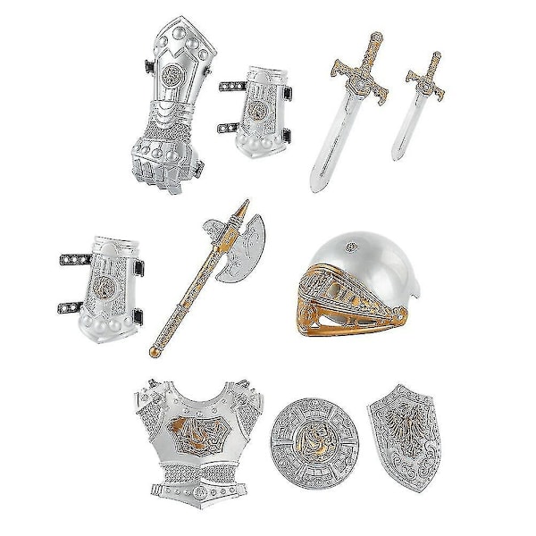 1 Set Barn Riddare Kostym Barn Cosplay Festkläder Rüstung Svärd Prop-hao-WELLNGS
