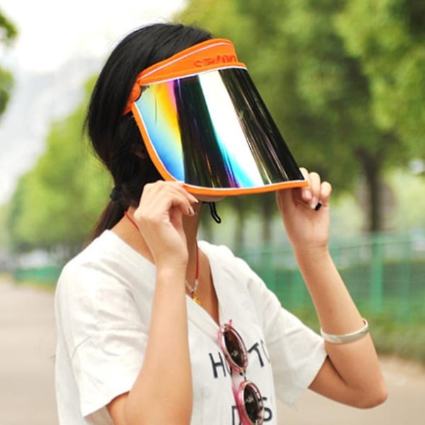 Unisex Iridescent Protective Mirrored Outdoor Sport Travel Anti-uv Sun Visor Hat-WELLNGS Black