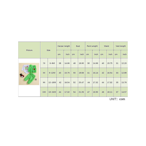 Bebisen som stal juloutfiten Baby Boys Girls Xmas Green Furry Monster Costume Clothes Set-WELLNGS Style 9 6-12 Months