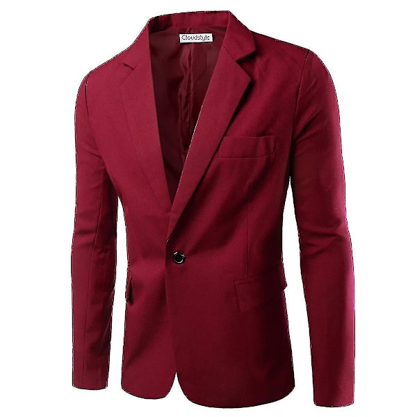 Herrkostym Kavaj Slim Fit Business Casual Blazer-WELLNGS Wine Red L