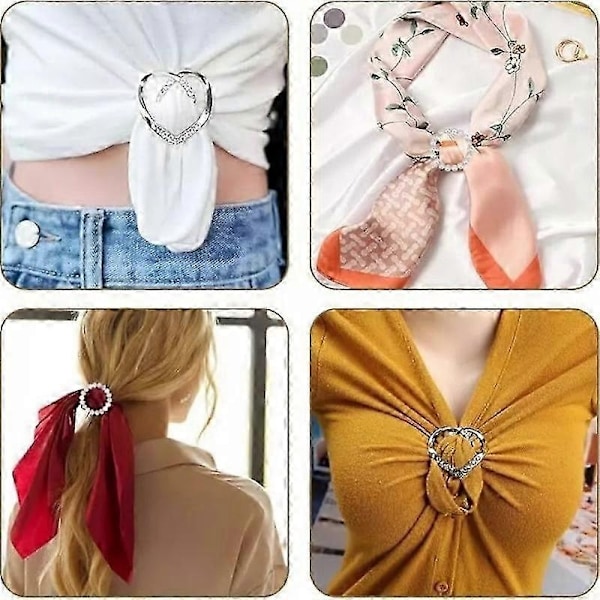 4 st Scarves Ring Clip-T-Shirt Clip Kläder Hörn Knuten Knapp för Kvinnor-WELLNGS Combination 2 set2