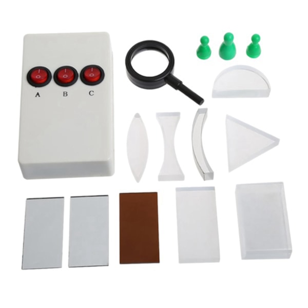 Optik Experiment Set Triangulärt Prisma Laser-Lamps Konvex-Konkav Lins Grupp Vetenskaplig Utrustning-WELLNGS