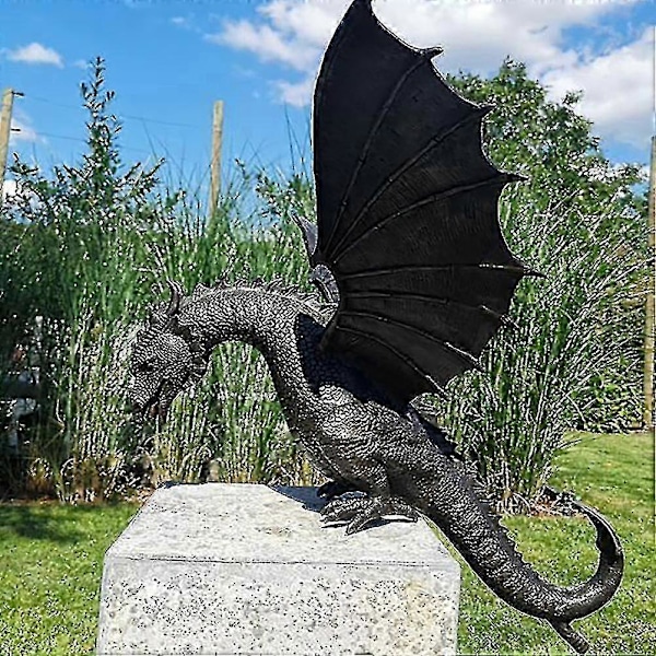 Hagedrage Statue Fontene Drage Ornament Harpiks Vannfunksjon Skulptur for Hage Dekor-WELLNGS