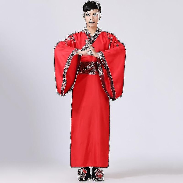 Menn Hanfu Tradisjonelle Kostymer Klesplagg - WELLNGS Darkred 2XL 175-180CM